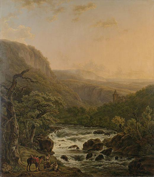 Henri van Assche Rivier in de Ardennen bij zonsondergang